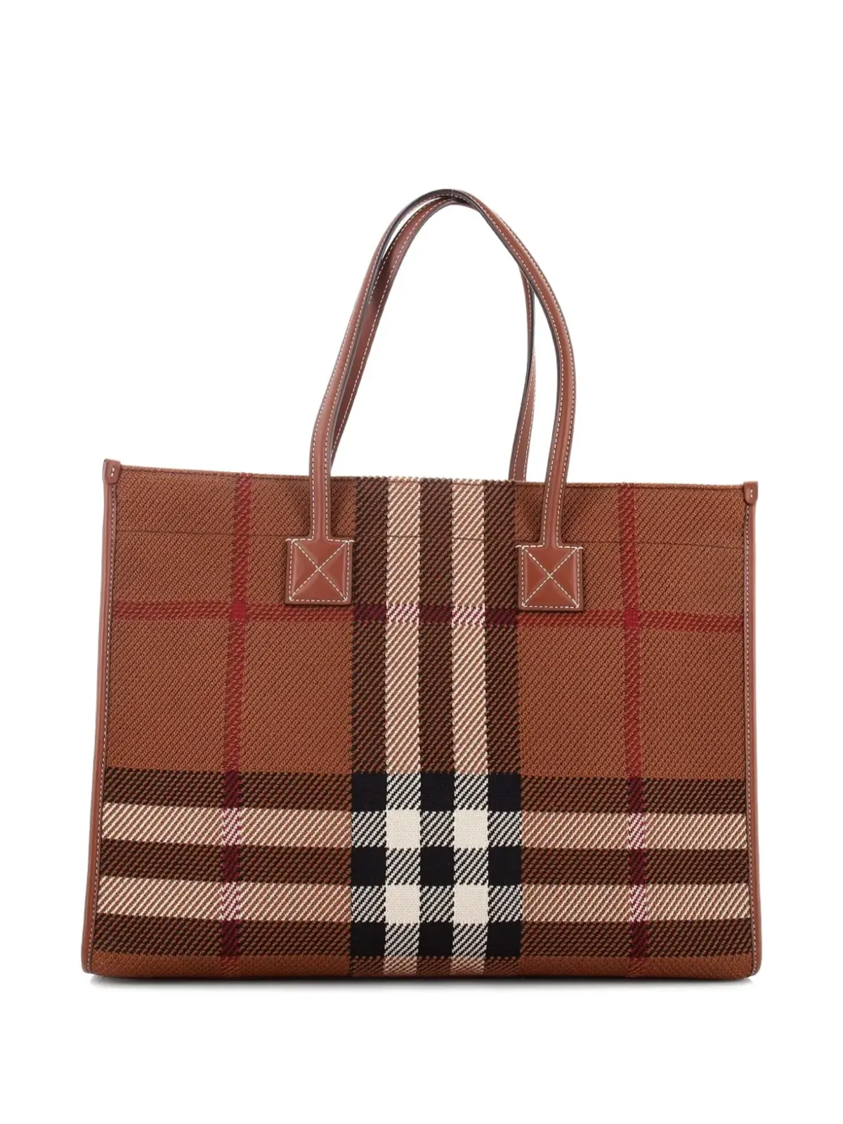Burberry Pre-Owned Freya Shopping Check Canvas with Leather トートバッグ - 画像2