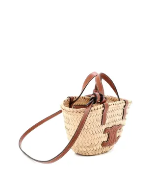 Celine Pre-Owned Triomphe バスケット ラフィア×レザー ノノ ショルダーバッグ - ブラウン - サムネイル3