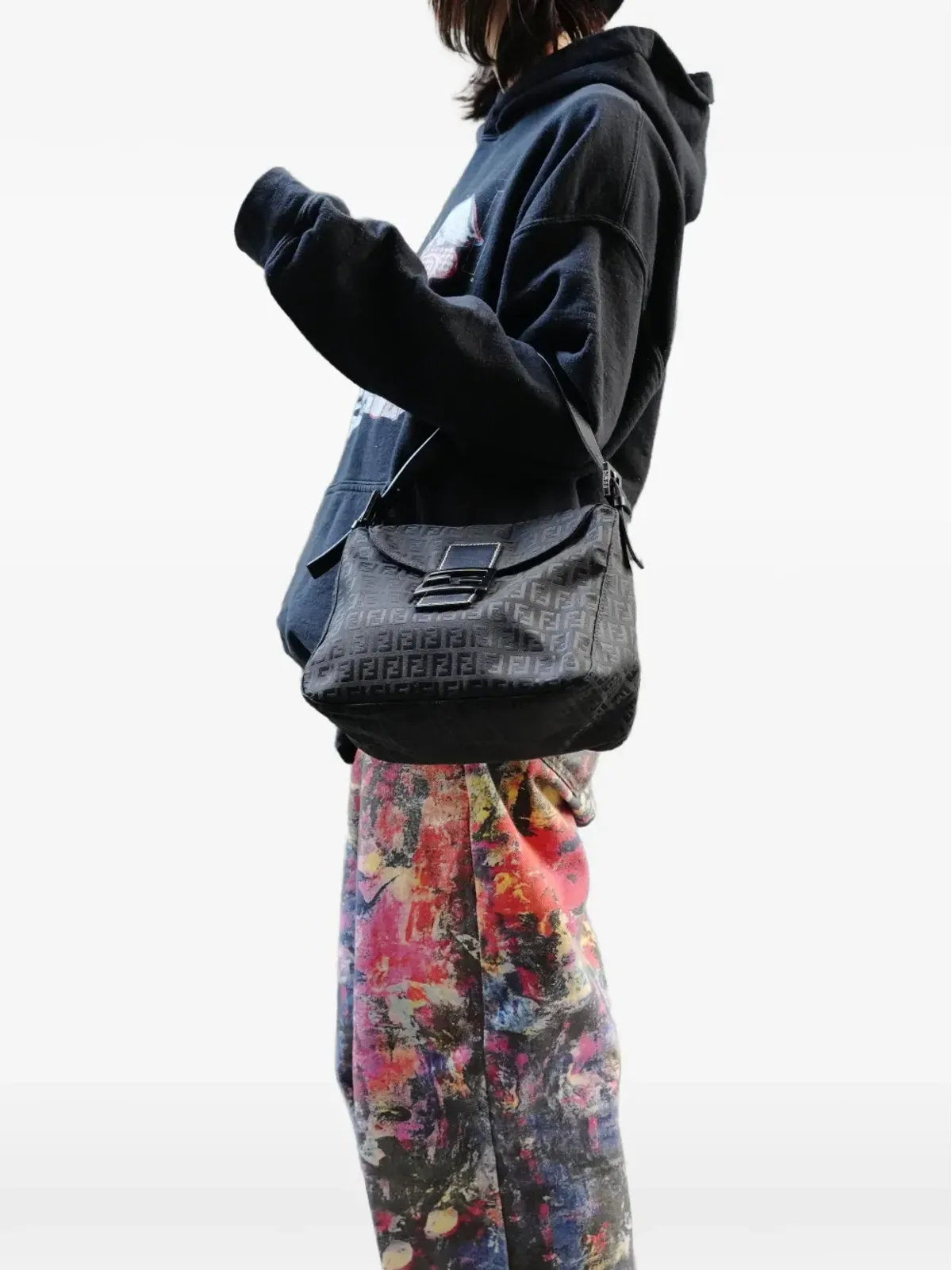 Fendi Pre-Owned 1990年代ロゴキャンバスバッグ ブラック - 画像2