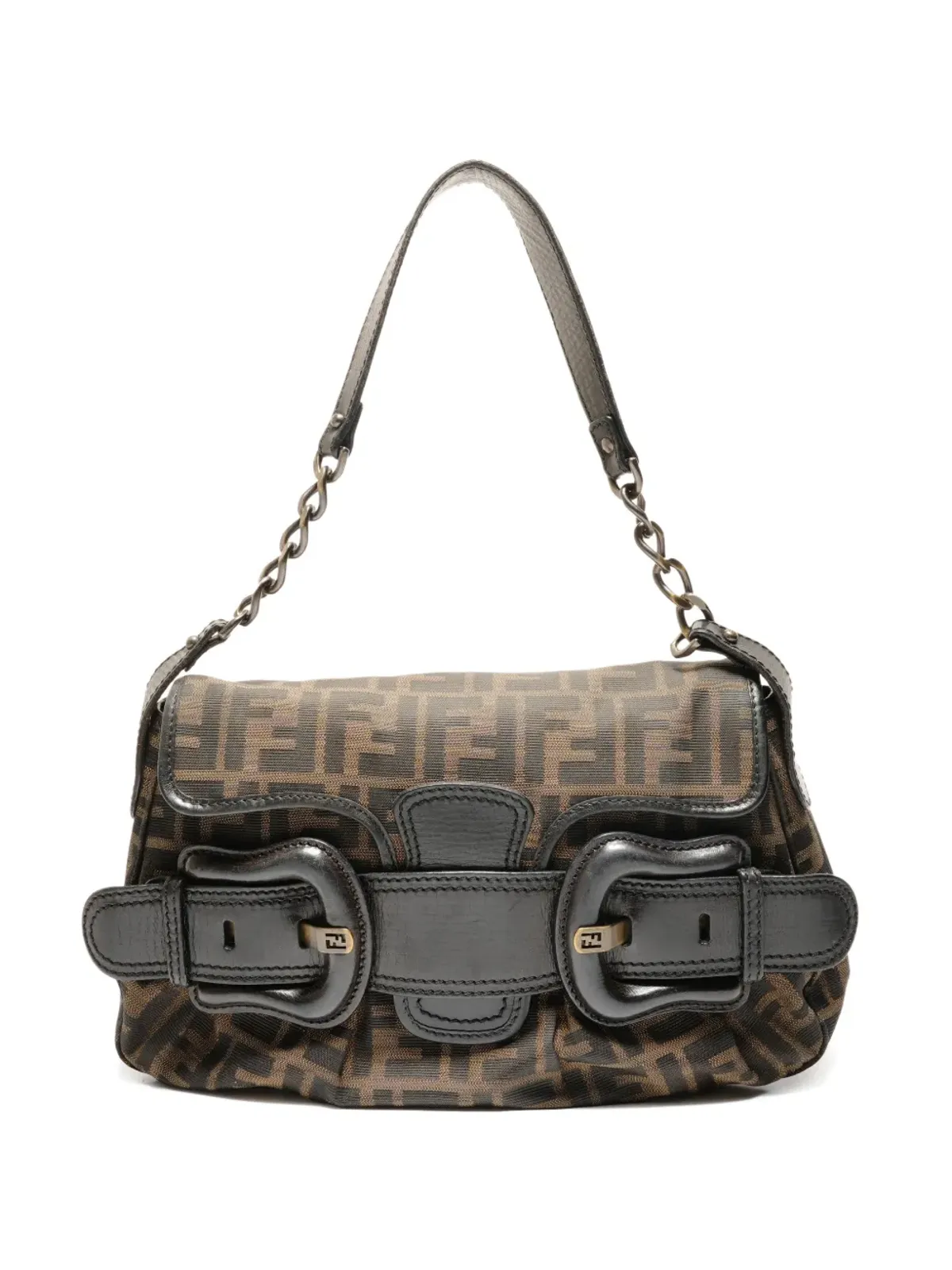 Fendi Pre-Owned Zuccaバックルショルダーバッグ - 画像1
