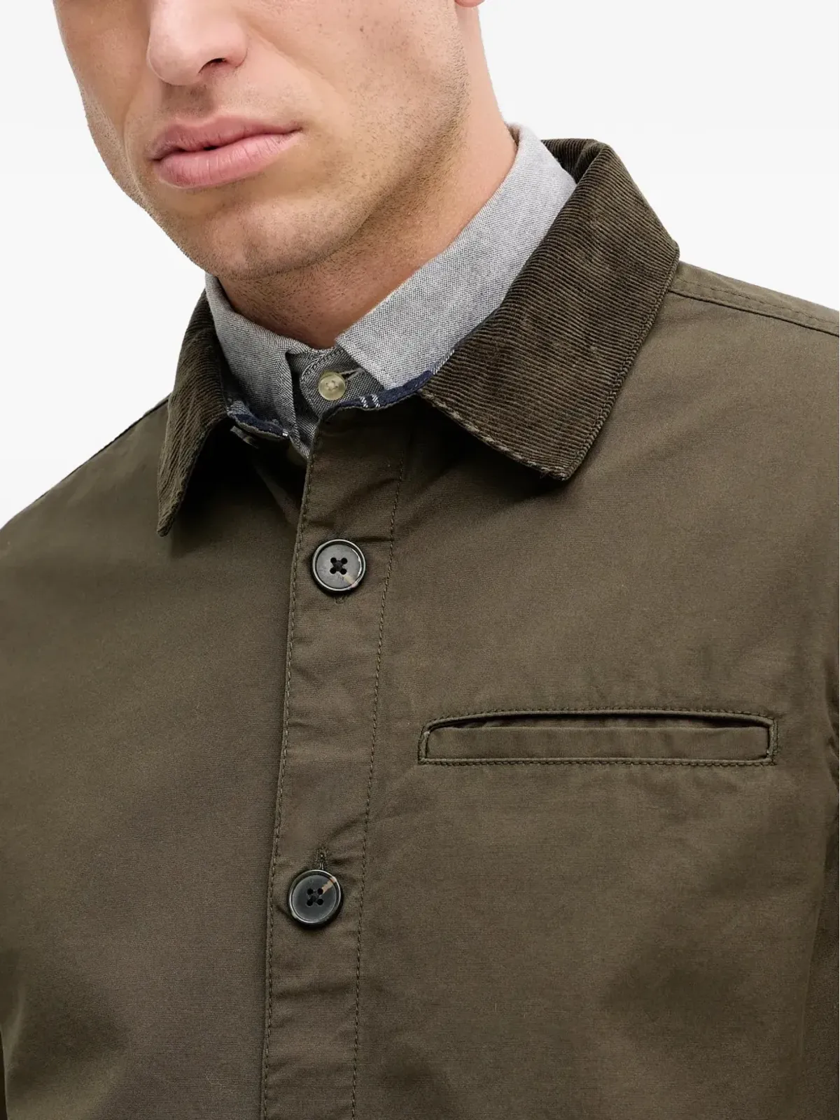 Barbour コーデュロイ襟 ポケット付きシャツジャケット - 画像4