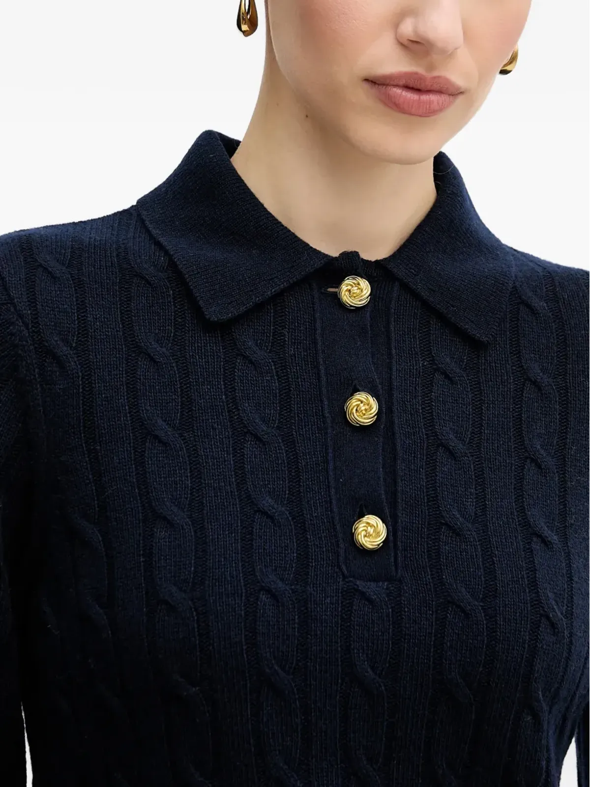 Barbour Evie ケーブルニット ポロトップ - 画像4