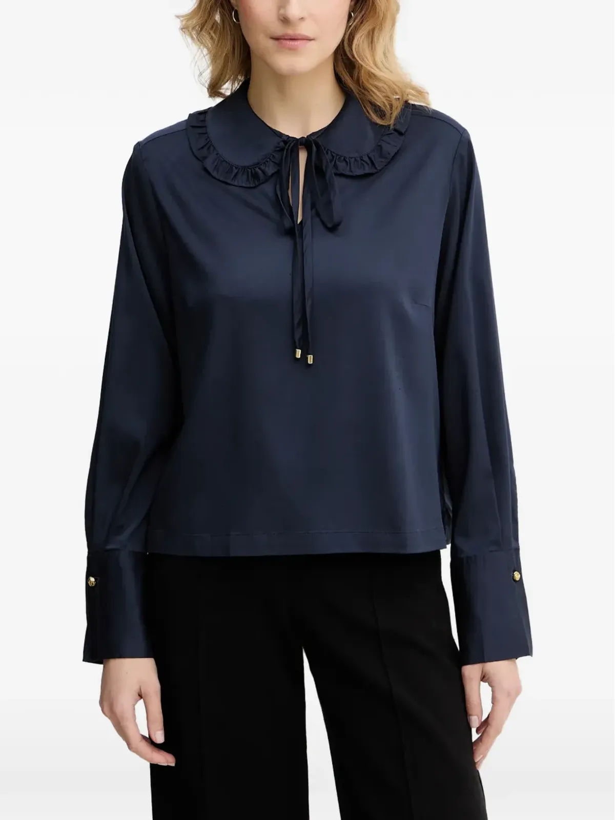 Barbour Evie フリルカラータイ付きブラウス - 画像1