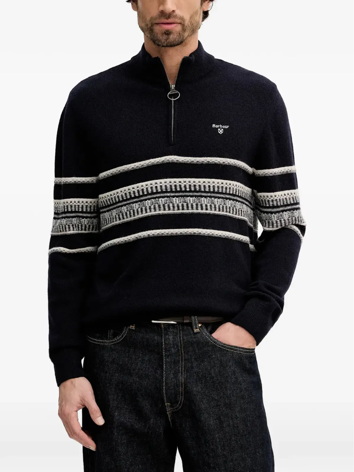 Barbour Kepwickストライプ半ジップセーター - 画像1