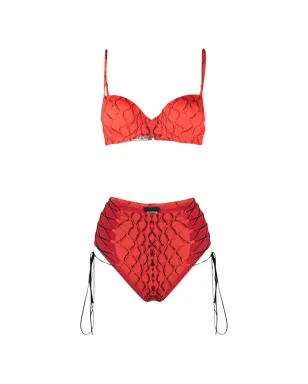 Noire Swimwear 蛇柄プッシュアップビキニ - レッド - サムネイル1