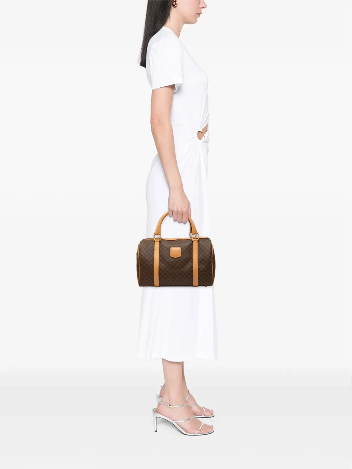 Celine Pre-Owned Macadam Coated Canvas ボストンバッグ（ブラウン） - 画像2