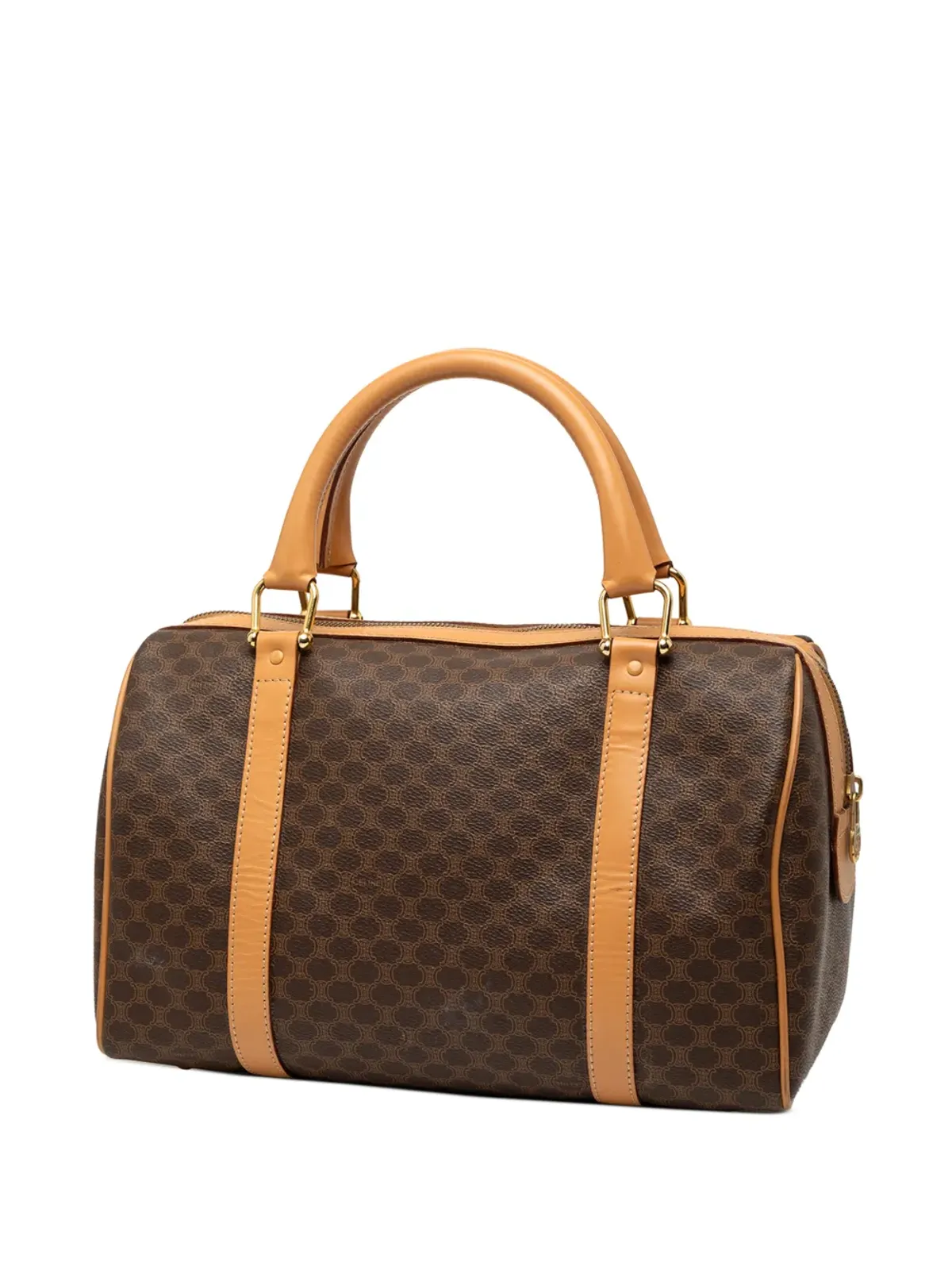 Celine Pre-Owned Macadam Coated Canvas ボストンバッグ（ブラウン） - 画像3