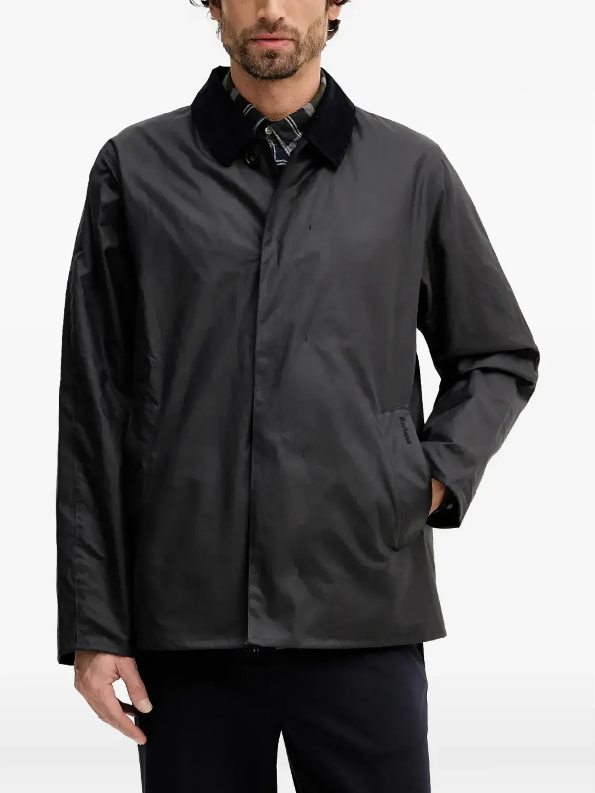 Barbour ショート Lorden コーデュロイ襟付きジャケット - ブルー - 画像1