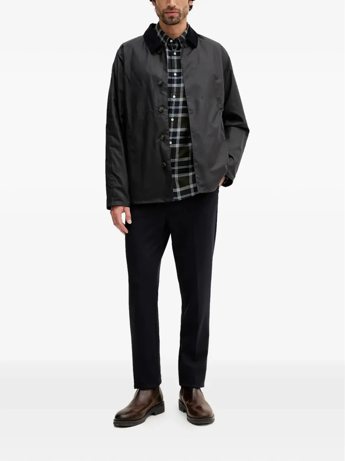 Barbour ショート Lorden コーデュロイ襟付きジャケット - ブルー - 画像2
