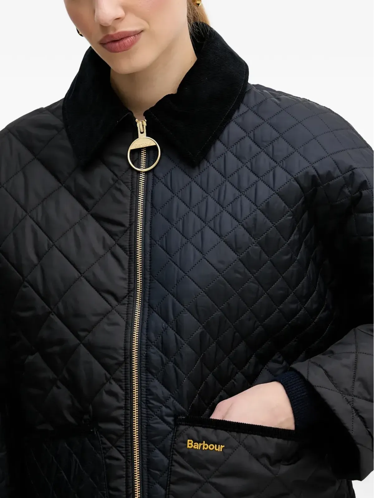 Barbour Danby キルティングコーデュロイ襟付きジャケット - ブラック - 画像3