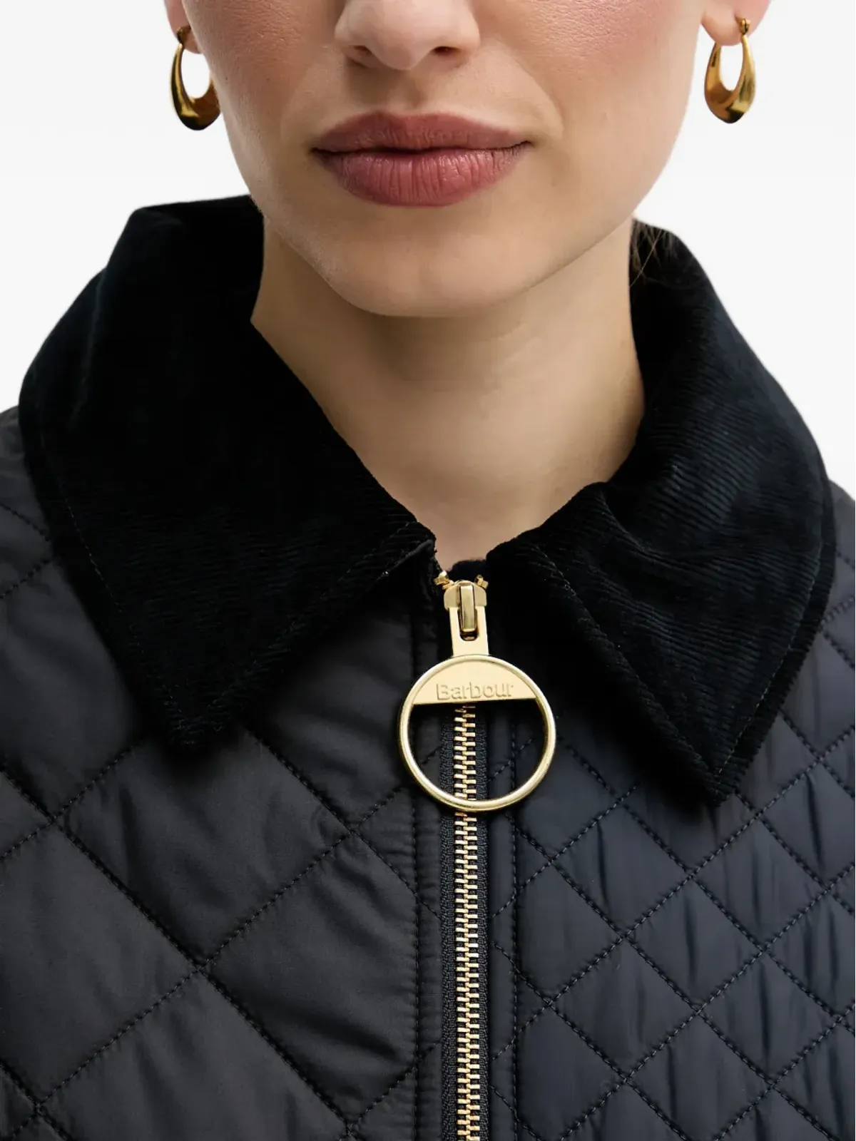 Barbour Danby キルティングコーデュロイ襟付きジャケット - ブラック - 画像4