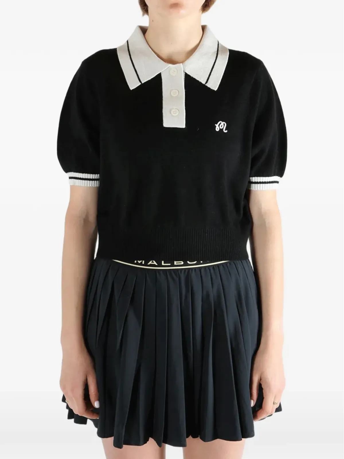 Malbon Golf ミカイラ 半袖襟付きポロトップ - ブラック - 画像3