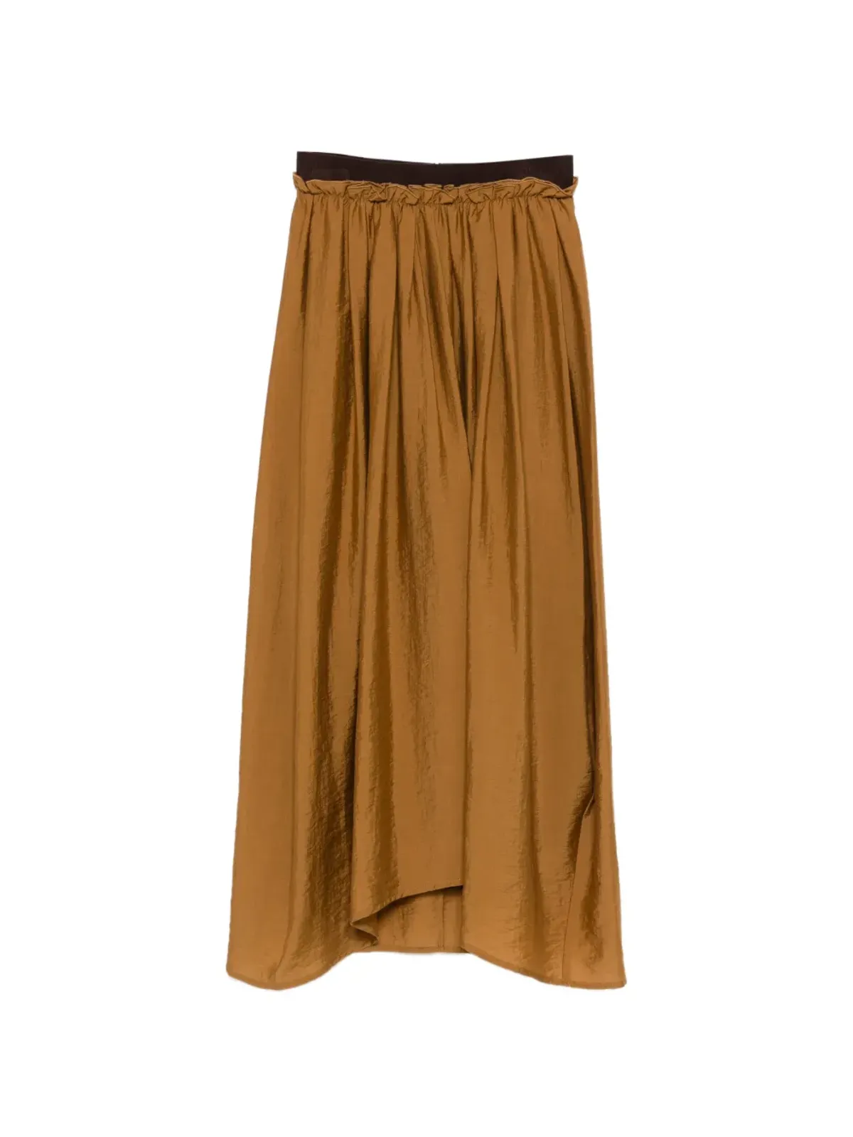 Tela gathered zip-fastening skirt - Brown - 画像1