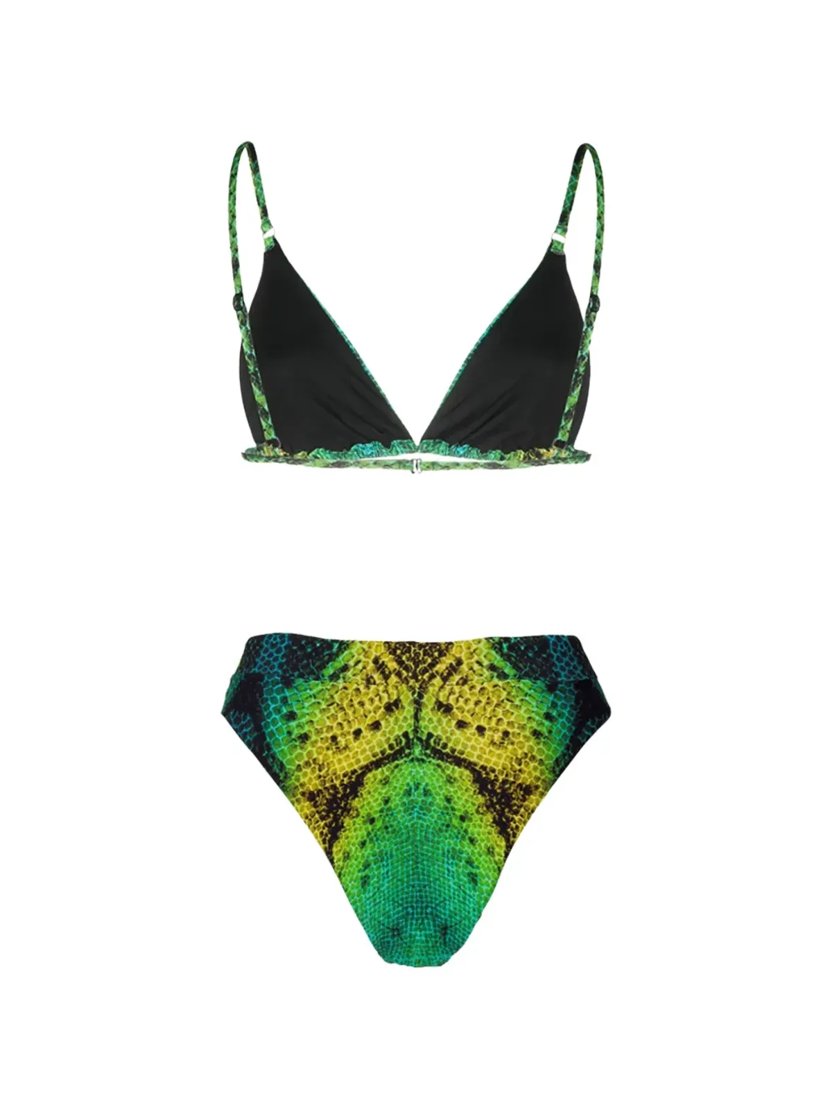 Noire Swimwear ハイウエスト蛇柄ビキニセット - グリーン - 画像2