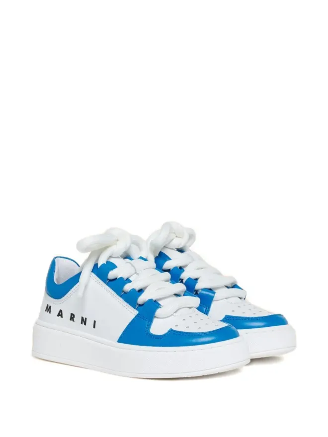 Marni Kids Marni Kids コントラストプリント レザー スニーカー - Whiteの商品画像