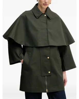 Barbour Fia ケープ付き撥水コート（グリーン） - サムネイル1