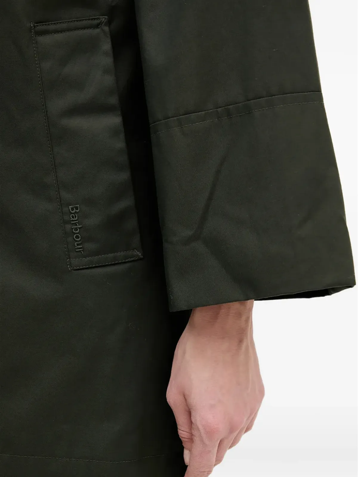 Barbour Fia ケープ付き撥水コート（グリーン） - 画像5