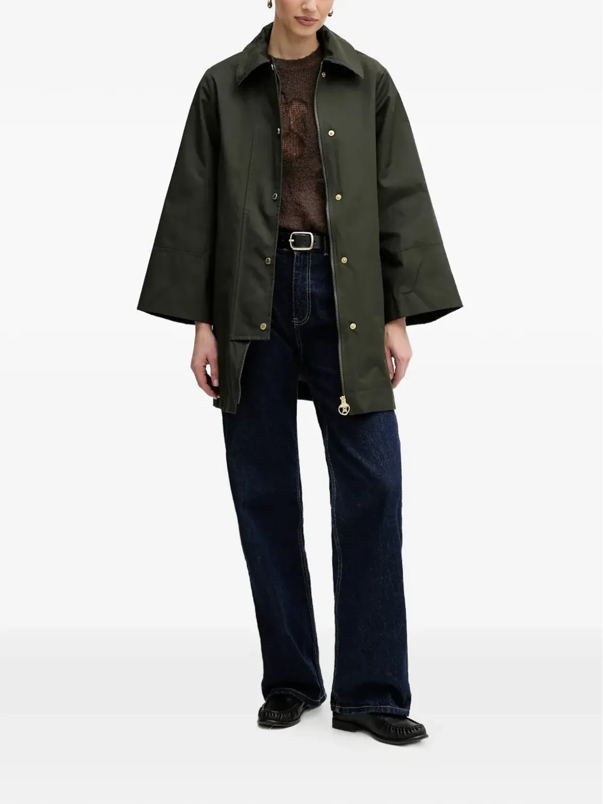 Barbour Fia ケープ付き撥水コート（グリーン） - 画像2