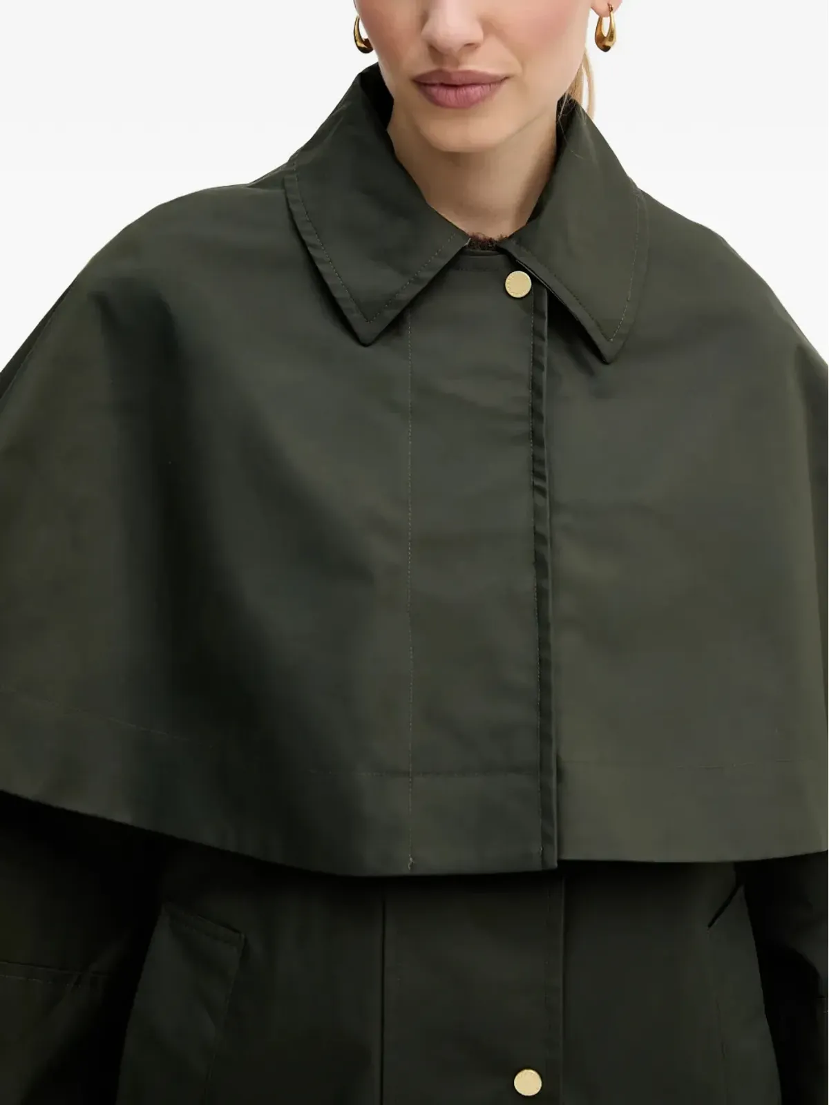 Barbour Fia ケープ付き撥水コート（グリーン） - 画像4