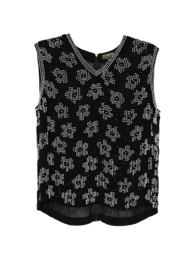 Ashish Ashish ビーズ装飾ベスト - Blackの商品画像