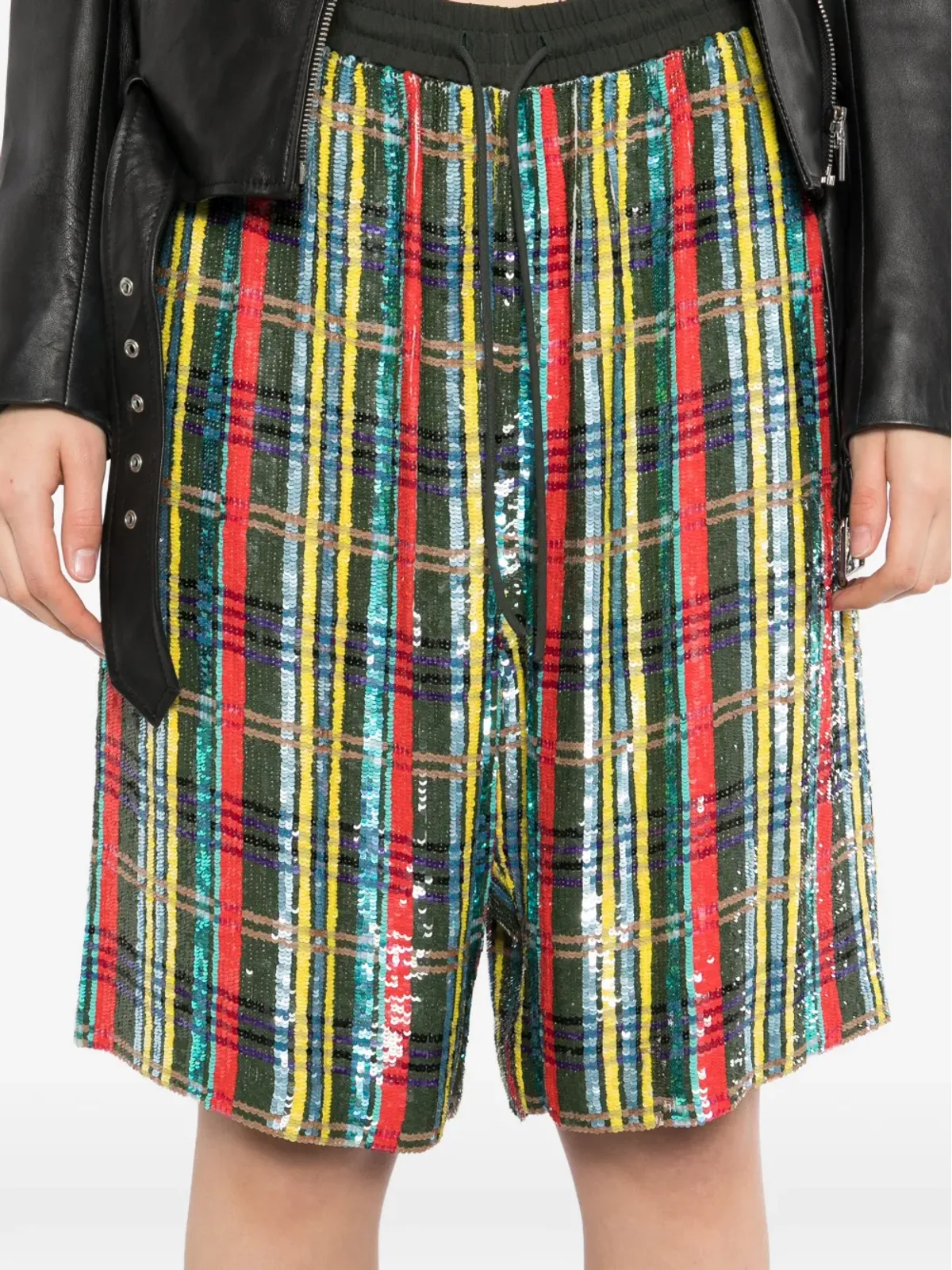 Ashish チェック柄スパンコールショーツ - グリーン - 画像5