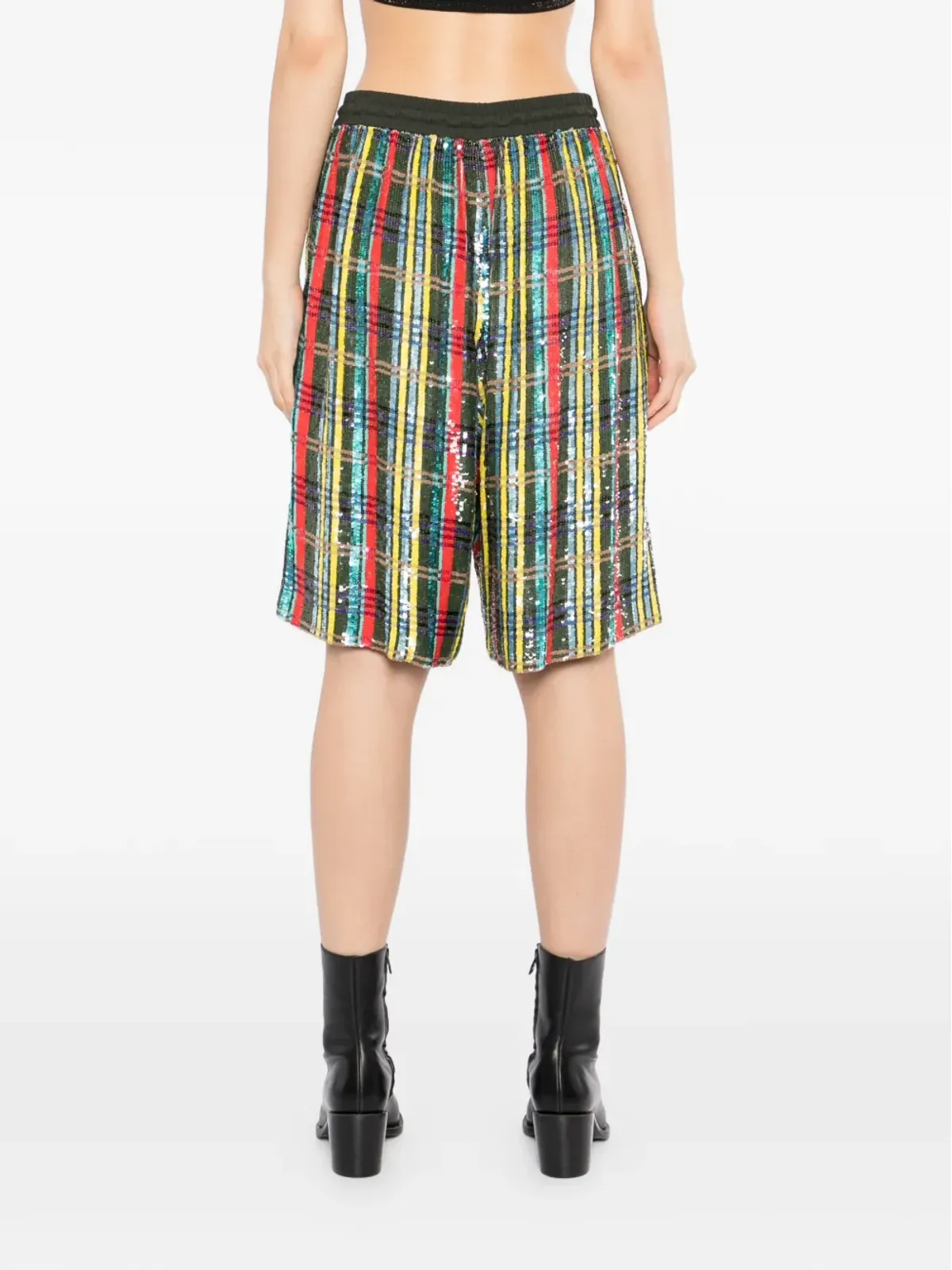 Ashish チェック柄スパンコールショーツ - グリーン - 画像4