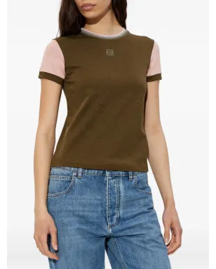 LOEWE 刺繍カラー・ブロック Tシャツ グリーン - サムネイル3