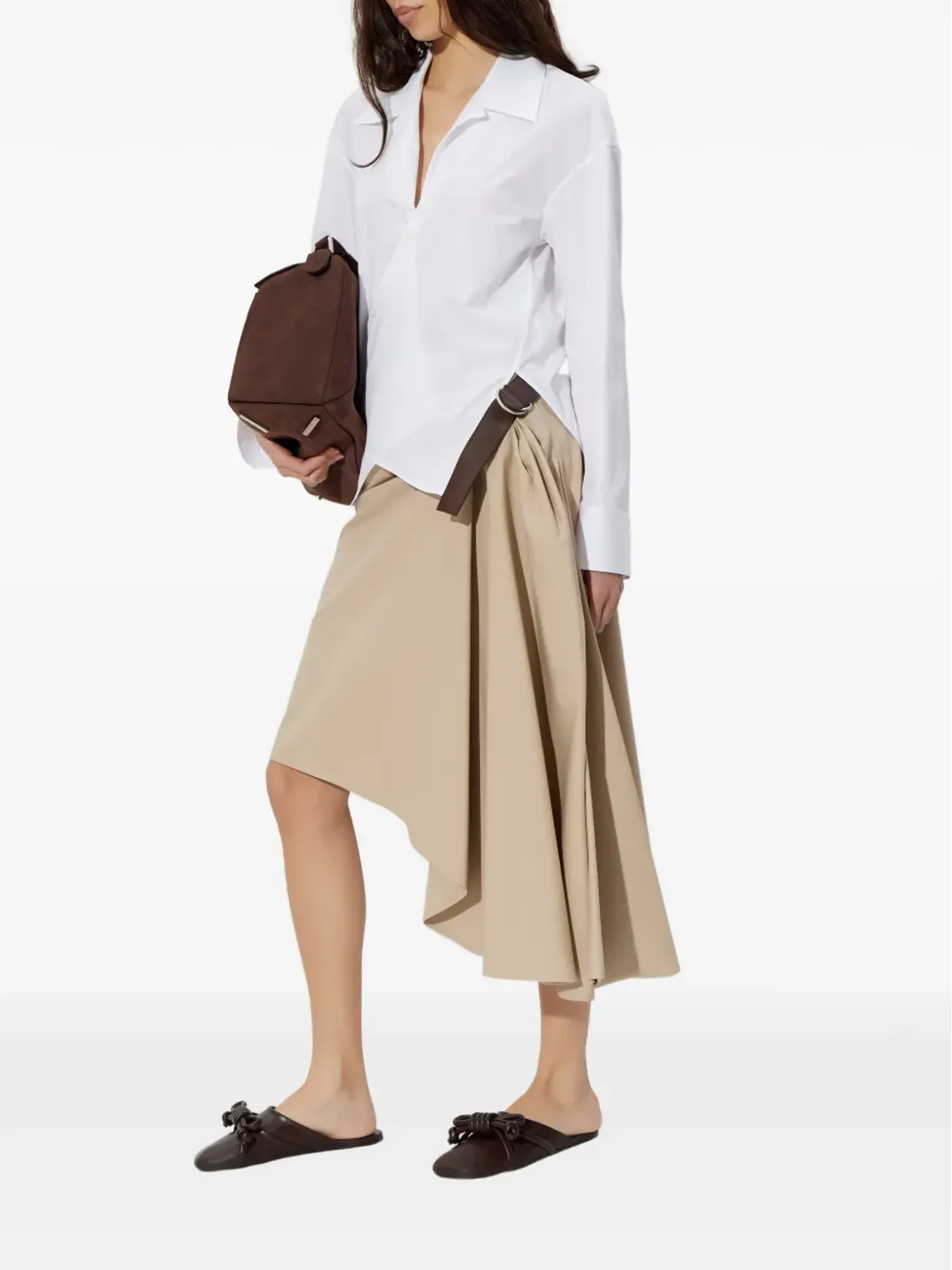 LOEWE ベルト付きアシンメトリックミディスカート - 画像2