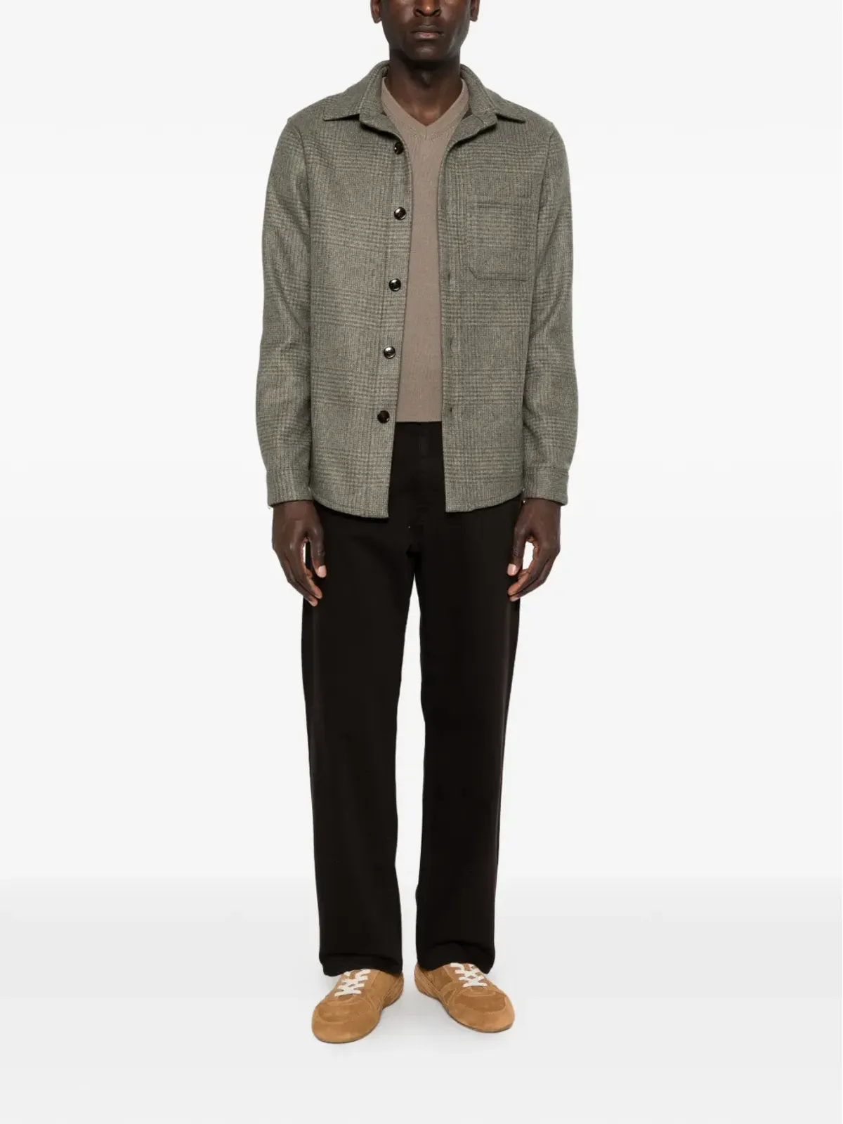 Profuomo Prince of Wales-check overshirt - Green - 画像2
