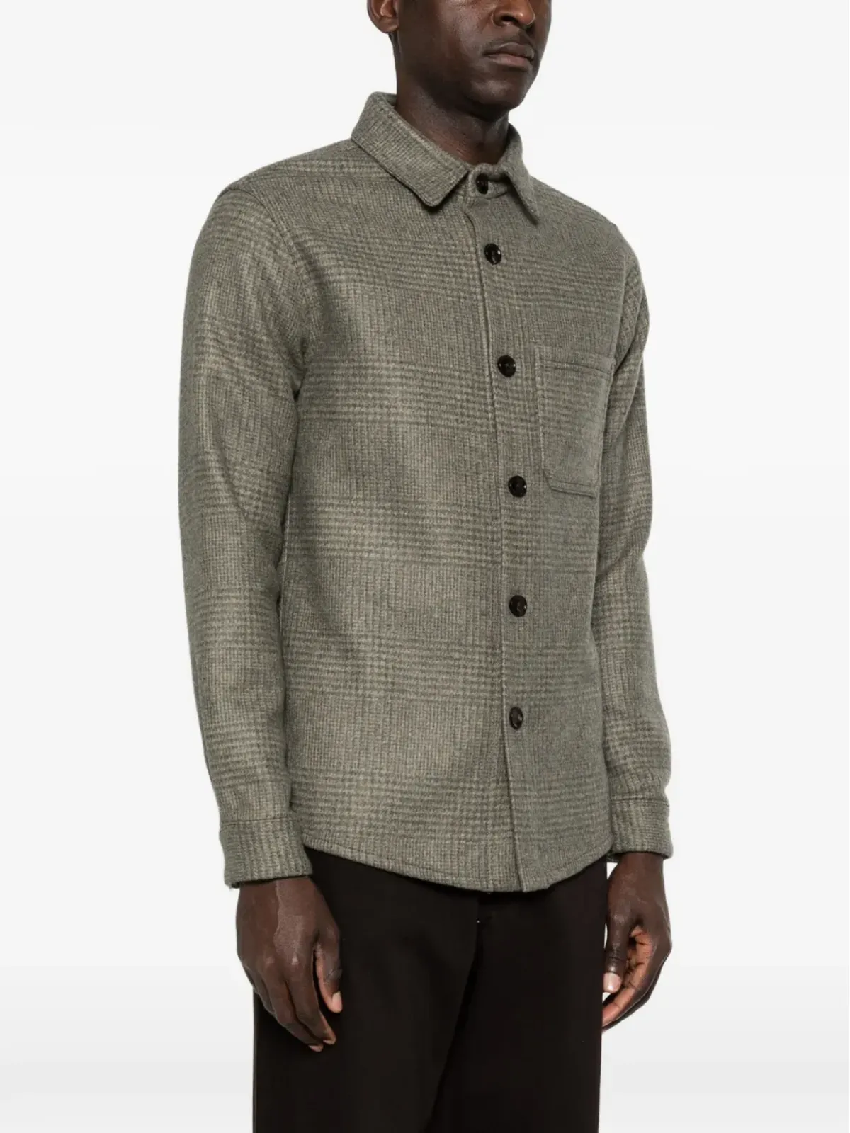 Profuomo Prince of Wales-check overshirt - Green - 画像3
