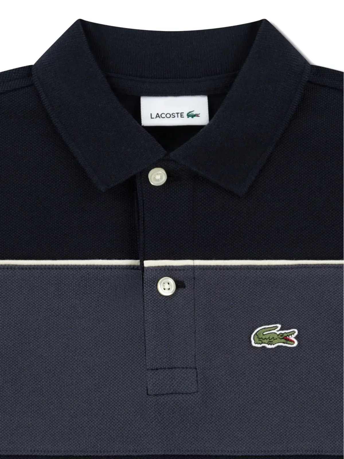 Lacoste Kids ストライプ ピケ ポロシャツ - ブラック - 画像3