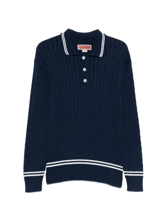 Baracuta Baracuta ストライプ柄ケーブルニット ポロシャツの商品画像