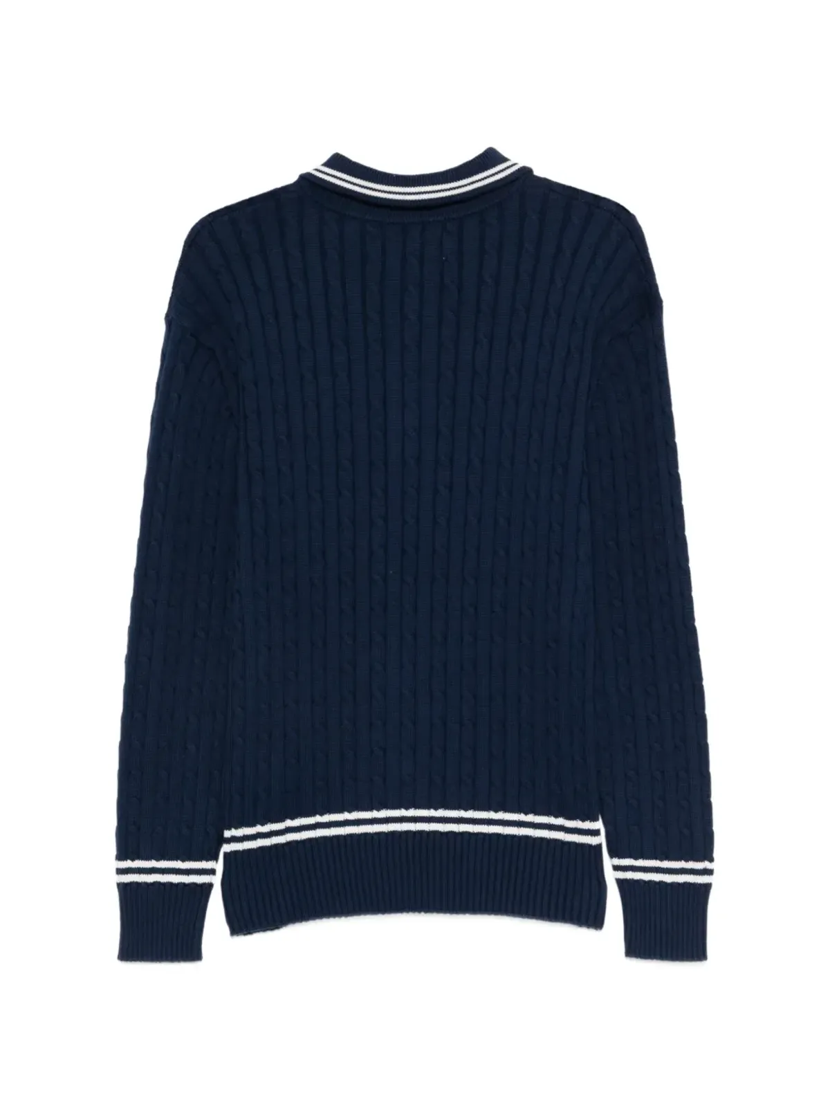 Baracuta ストライプ柄ケーブルニット ポロシャツ - 画像2