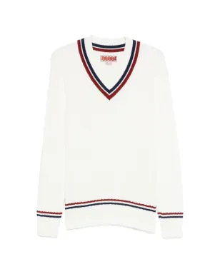 Baracuta バラクータ Vネック ケーブルニット セーター - ホワイト - サムネイル1