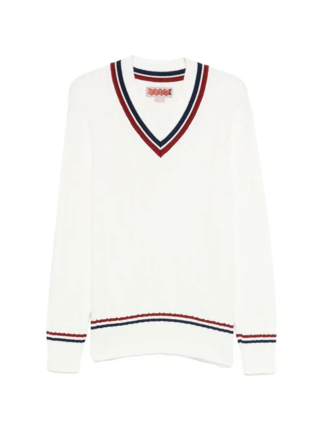Baracuta Baracuta バラクータ Vネック ケーブルニット セーター - ホワイトの商品画像