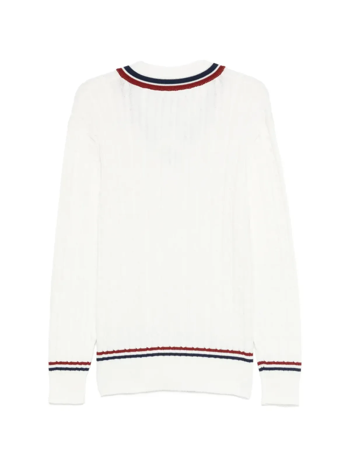 Baracuta バラクータ Vネック ケーブルニット セーター - ホワイト - 画像2