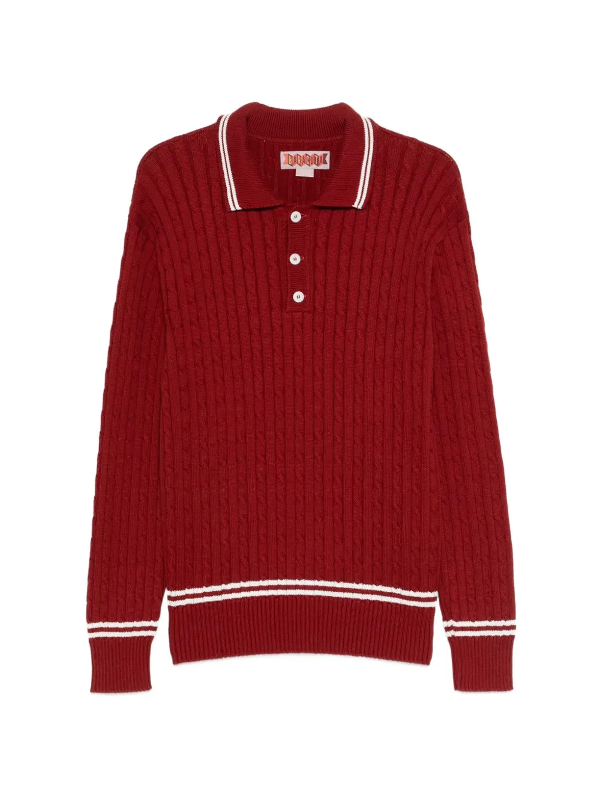 Baracuta ケーブルニットストライプポロシャツ - 画像1
