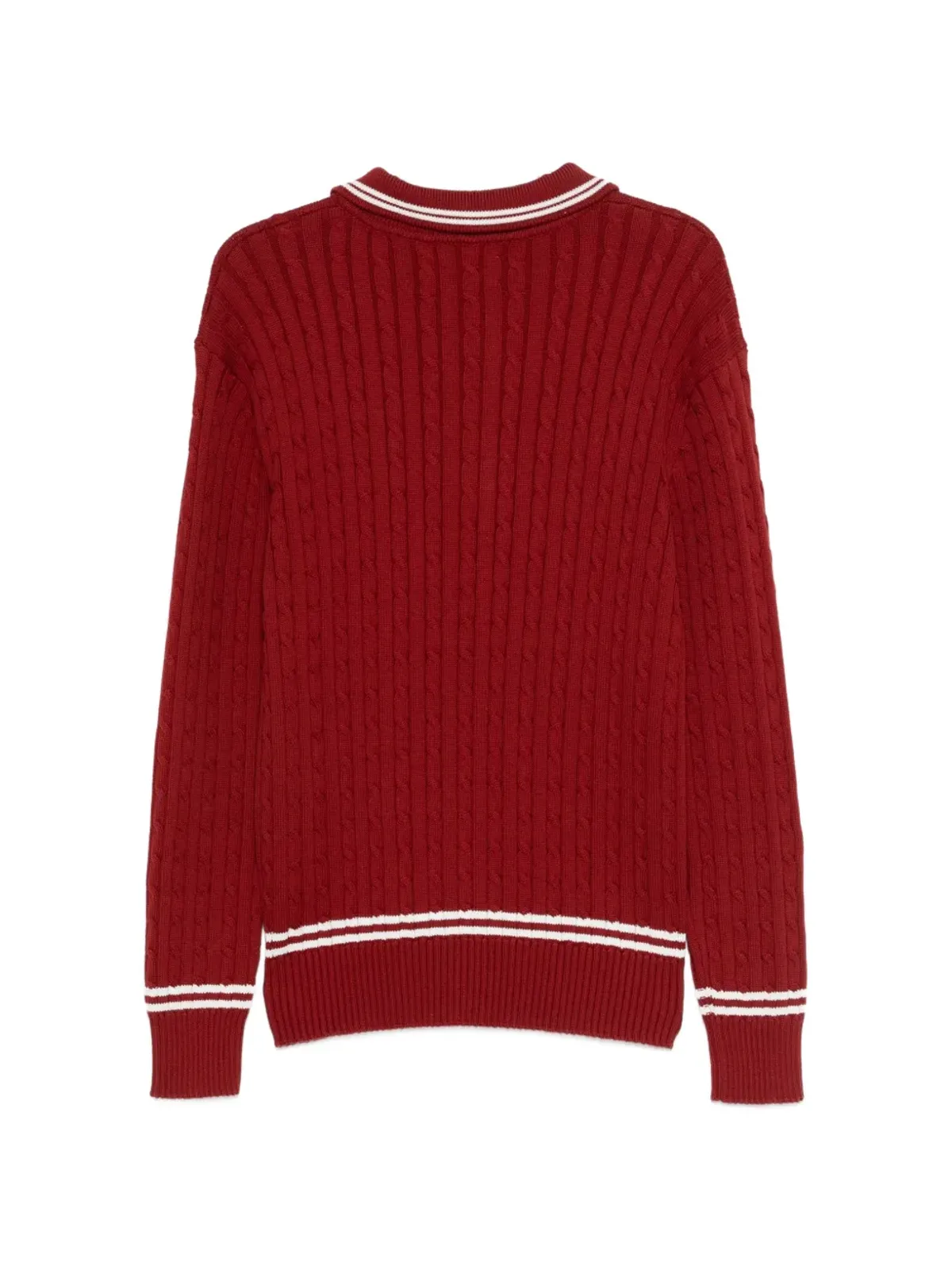 Baracuta ケーブルニットストライプポロシャツ - 画像2