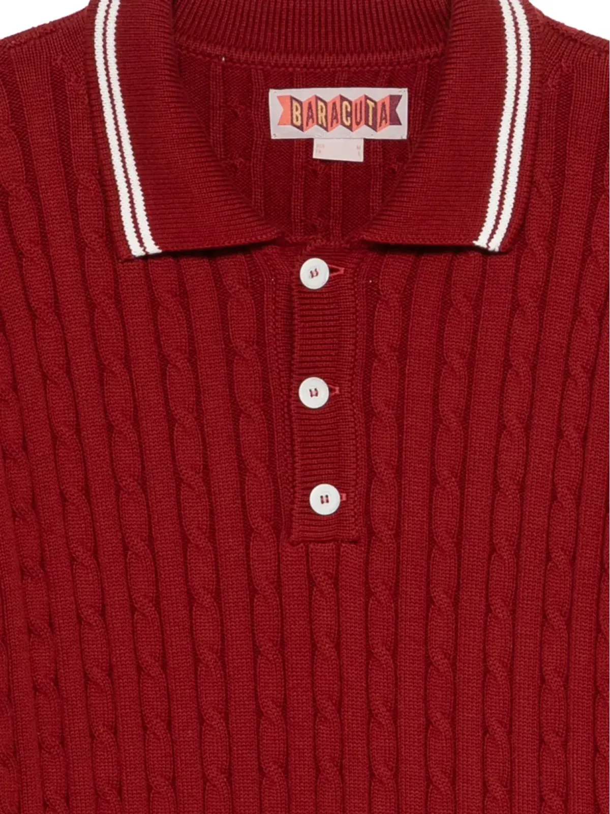 Baracuta ケーブルニットストライプポロシャツ - 画像3