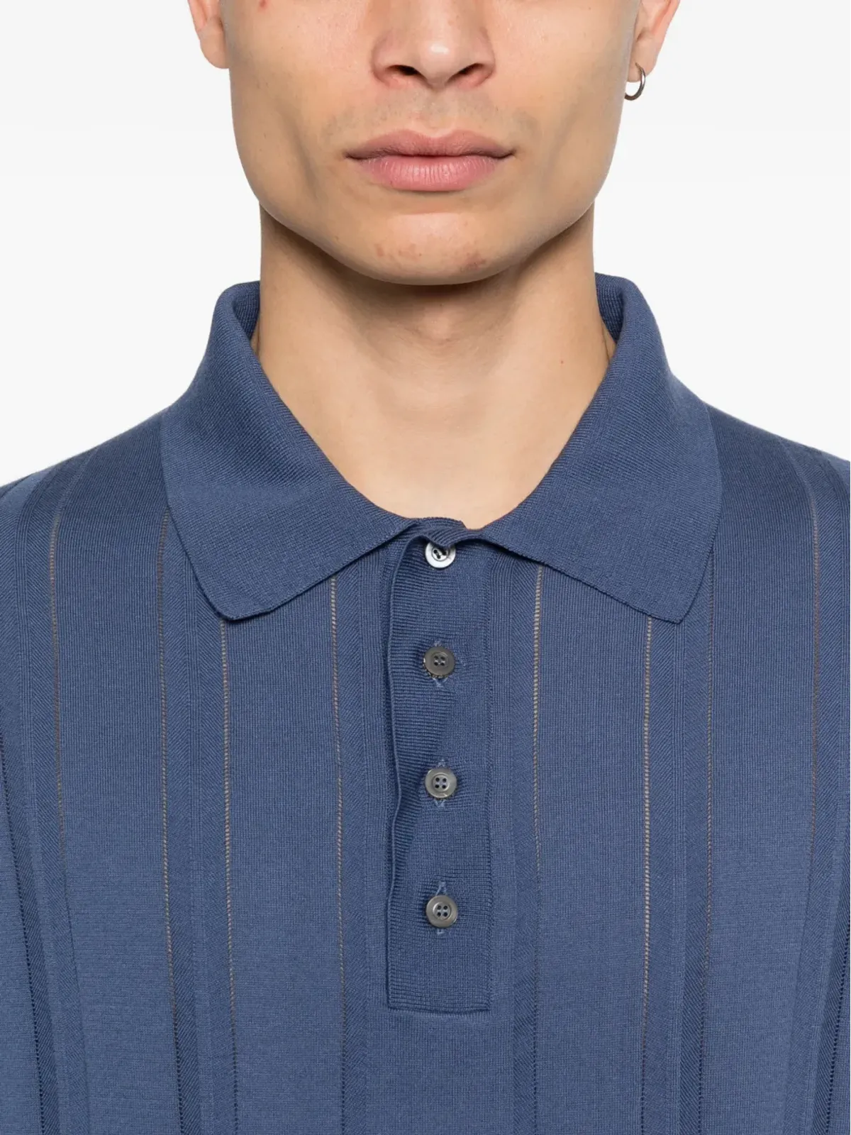 Piacenza Cashmere ボタン付きパネル入りポロシャツ - 画像5