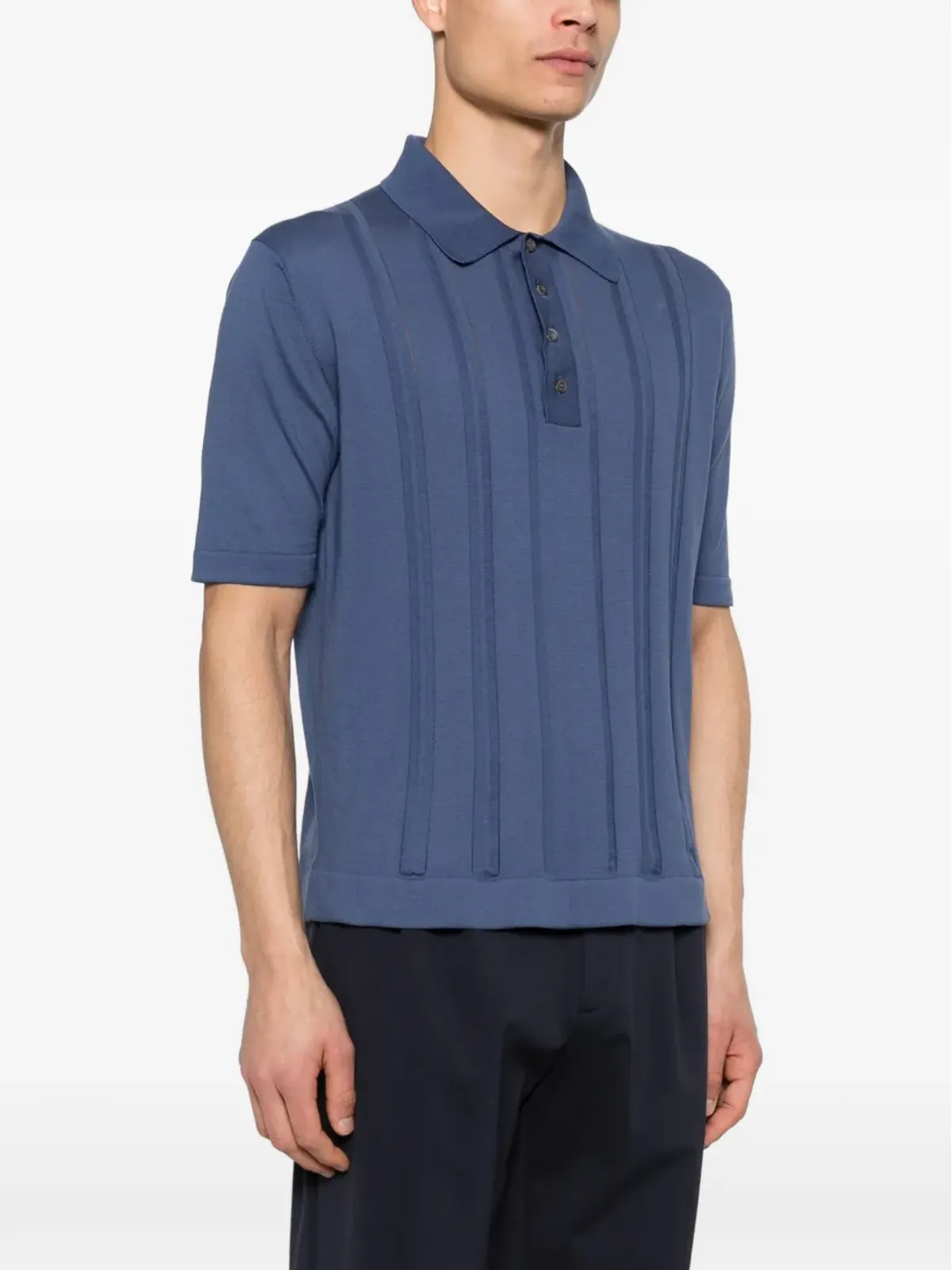 Piacenza Cashmere ボタン付きパネル入りポロシャツ - 画像3