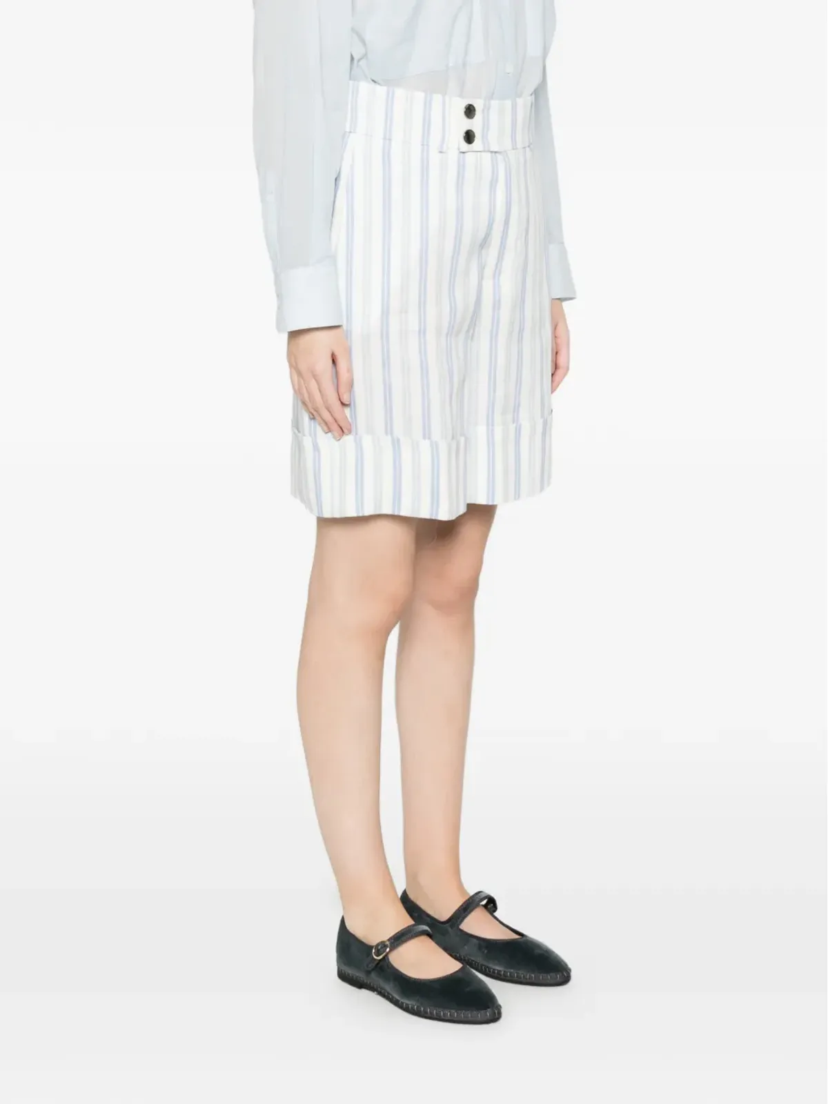 Berwich Nadine ストライプ柄ボタン付きショートパンツ - 画像3
