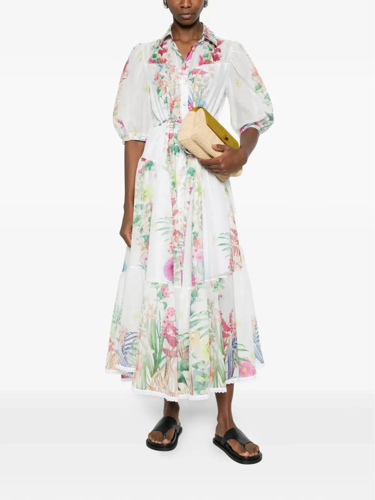 Charo Ruiz Ibiza Criselle floral-detail tiered midi dress - White - 画像2