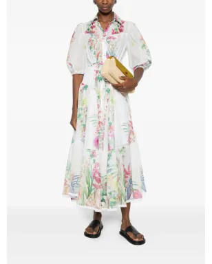 Charo Ruiz Ibiza Criselle floral-detail tiered midi dress - White - サムネイル2