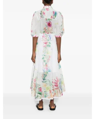 Charo Ruiz Ibiza Criselle floral-detail tiered midi dress - White - サムネイル4