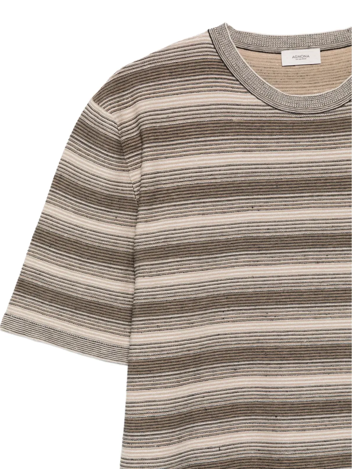 Agnona ストライプ柄ニットTシャツ - ブラウン - 画像3