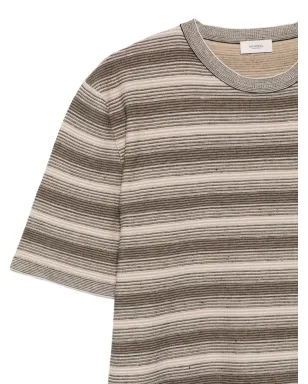 Agnona ストライプ柄ニットTシャツ - ブラウン - サムネイル3