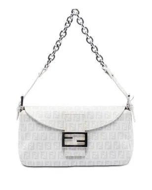 Fendi Pre-Owned ズッキーノ スパルマティ ダブルフラップ チェーンショルダーバッグ - ホワイト - サムネイル1