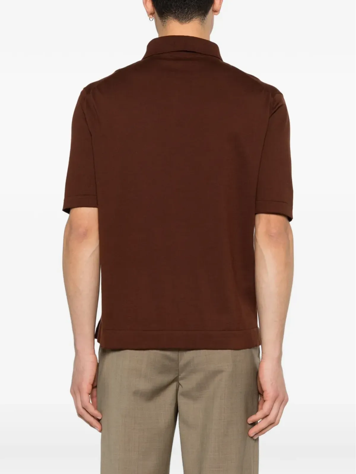 Piacenza Cashmere ボタン付きリブ編みポロシャツ - 画像4