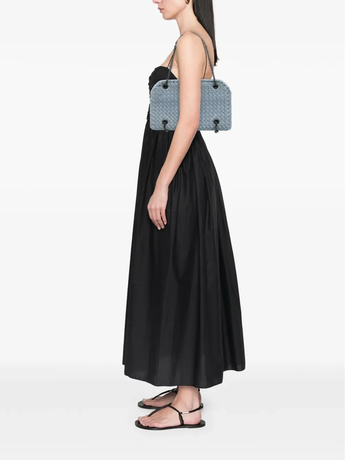 Bottega Veneta ビンテージ グログランイントレッチャート デュオ ショルダーバッグ ブルー - 画像2